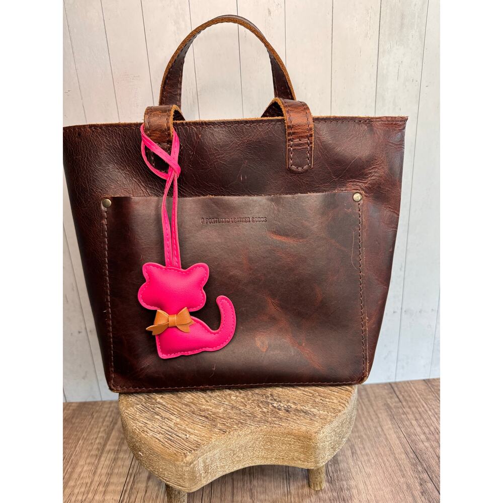 Hot Pink Kitty Cat Keychain Purse Charm Boho Pink Keychain Kitten Bag Charm